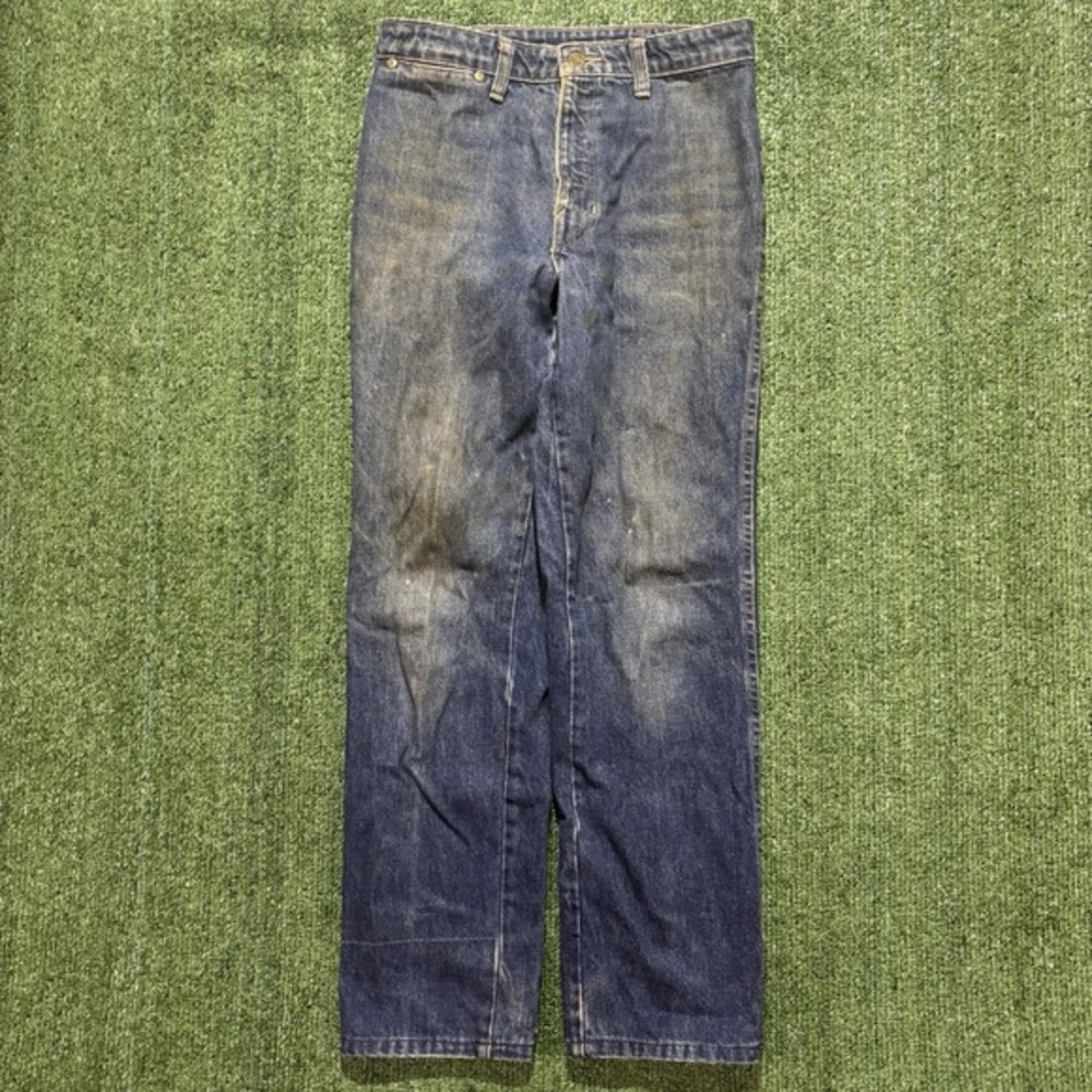Anne Klein Jeans Womens 29 Blue Vintage Distressed Fair Straight Leg Lion Badge‎